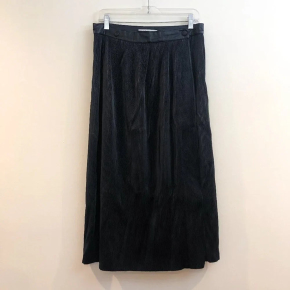 Rodebjer Black Faux Vegan Leather Pleated Designer Classic Midi Skirt Small - Picture 2 of 10